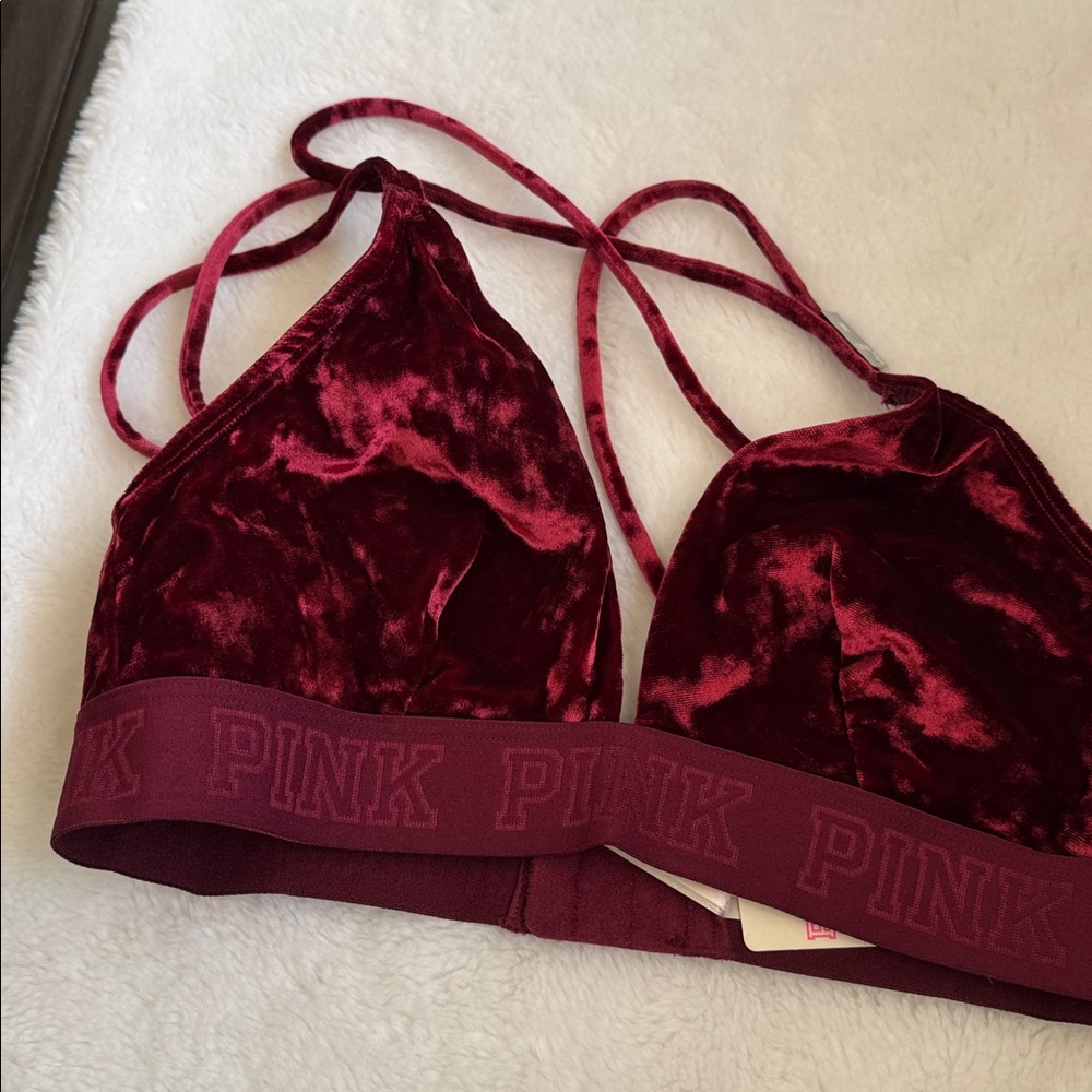 NWT PINK Victoria's Secret Burgundy Velvet Bralette Size M - Picture 9 of 9